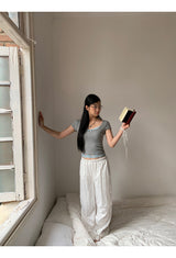 Sky Lace Gray Short Sleeve Tee