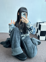 2ウェイ🤎 ノルディックフーディーセミクロッピードジップアップジャケット 🤎💙🩶2カラー