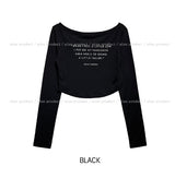 Little Lettering Boat Neck Crop Long Sleeve