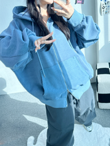 PIGMENT PATCH POINT 2-WAY HOOD ZIP-UP💛🩵🩶 - 3 COLORS