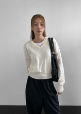[MADE] スムースコットンVネックニット (Cotton 85%)