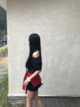Lovely Note Two-Way Square Neck Off Shoulder Ribbon BLouse