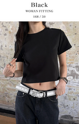 [BASIC ITEM] Basic semi crop t-shirts(4color)