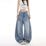Vintage Slub Curved Wide Leg Denim Pants