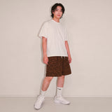 flower turn-up shorts_brown