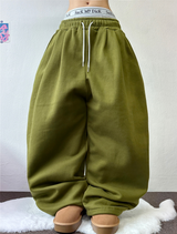 フリース🔥ストリングバルーンワイドカーゴパンツ 🔥🤍🖤🩶💚5カラー