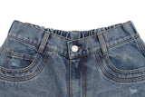 Salt Washed Damage Denim Half Pants - 2COLOR