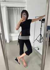 スタッド アンバランス Tシャツ