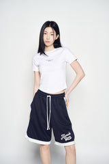 25SS BASIC LOGO HEM LINE CROP SHORT SLEEVE T-SHIRT WHITE