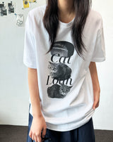 ノア キャット タトゥープリント オーバーサイズ ブラックTシャツ - 4カラー