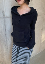 WOOL BUTTON HOOD TEE