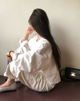 [BELLIDE MADE] lルーズフィッティングカラーレスコットンシャツ