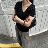シースルースリムラインTシャツ ブラック