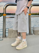 Double knee carpenter sweat half pants 2C