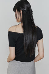 ペタラインレースTEE black