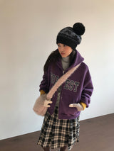 Lettering Fleece Hoodie Zip-Up (3 Colors)