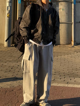 Snap cargo wide sweatpants