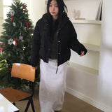 Kiggy Daily Zipper Pocket Oversized Fit Short Padded Jacket