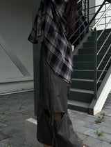 Loose fit see-through check shirt male (2 colors)
