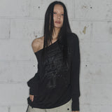 DIVINE CROSS OFF-SHOULDER TEE (BLACK) F25ZB036