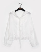 Dinte Lace Frill Hooded Shirt