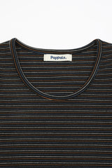 ストライプウールTシャツ [Black]