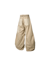 RELABEL Time Element (Condensation) Front And Back Color Blocking, Side Seam, Front Flip, Irregular Pleating, Casual Workwear, Pants