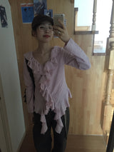 Winkle Frill Blouse T-Shirt (3colors)