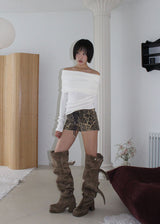 LEOPARD EYELET SHORTS