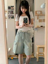 カーゴデニムバミューダハーフパンツ