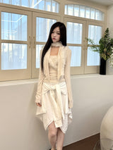 1530. Fur trimming scarf top set (3color)