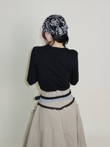 オープンスタッド Uネック ラウンドロング-sleeved T-shirt