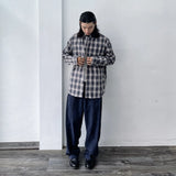 Seamed Washed Wide-Leg Trousers