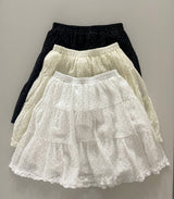 Finpe Polka Dot Elastic Waist Frill Hem Midi Skirt (3 Colors)