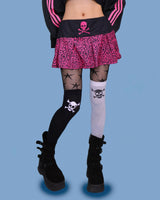 skull black&white knee-socks