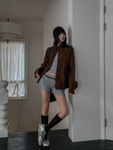 Rio High Neck Button Suede Jacket