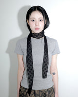 Diamond sheer lace scarf_ black