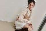 Halter-Tie Suede Apron_Camel