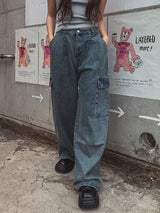 [U-DENIM/Planning Products] Summer Pintuck Wide Cargo Denim Pants