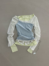 Lace Cami Top (Tumble, Bio-Washed) 3sizes - Powder blue