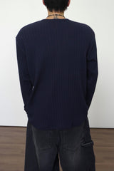 シンプルラインヘンリーネックロングスリーブ3C