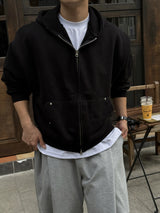 Hold rivet crop hooded zip-up