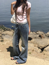 26SS★ [MADE/more BASIC/Tumble Washing] ローブセミクロップドラウンド無地半袖Tシャツ