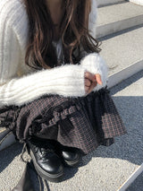 Roa Vintage Check Frill Tiered Midi Skirt