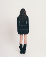 dot frill layered top / black
