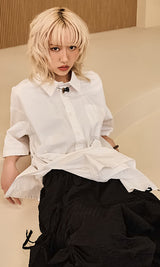Bijou point short sleeve shirts Ivory