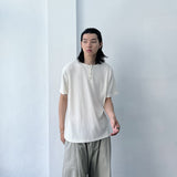 ストラクチャード ショルダーボタン テクスチャード Tシャツ