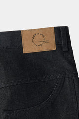 ナチュラルハイウェストバギーフィットデニムパンツ (Black)