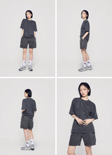[24SS] BASIC LOGO PIGMENT WASHING SHORT SLEEVE T-SHIRT CHARCOAL