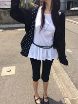 インス ポケット スリット コットン カプリ パンツ
